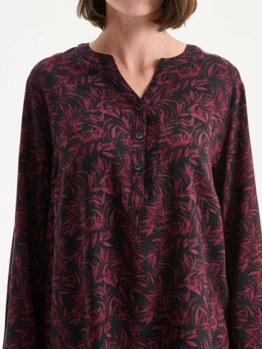 Ka??k Yaka Desenli Bluz