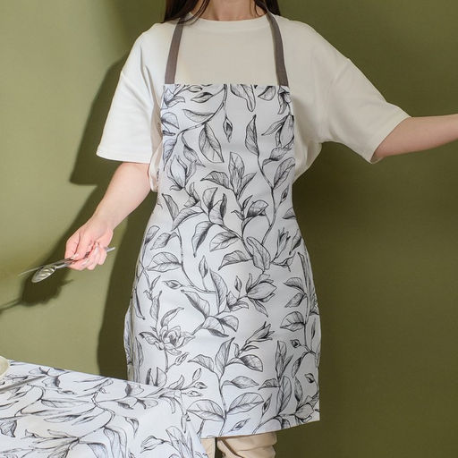 Фартук Доляна Plant leaves 60×70 см, цвет лент - микс, 100% хл, рогожка 164 г/м²