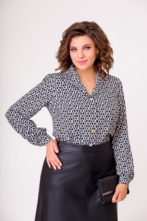 Блуза Swallow 803.2 черный+серебряный узор фото 504