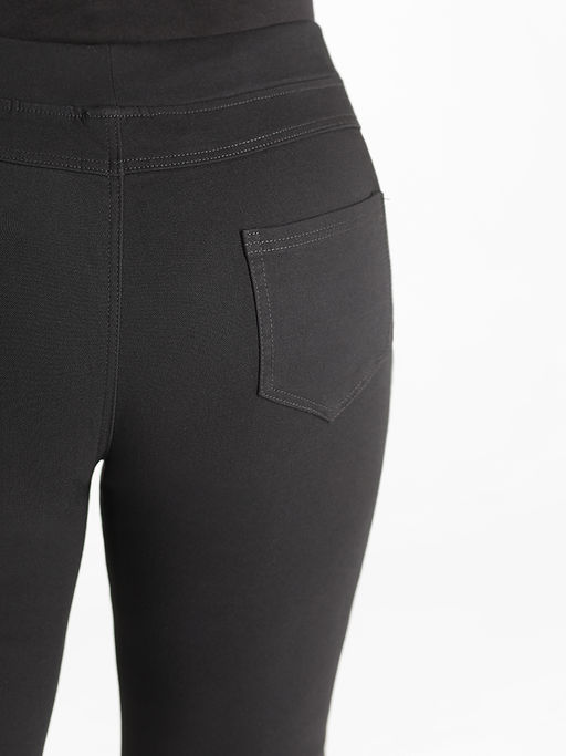 Джеггинсы больших размеров на флисе зимние черные - Almond фото 2