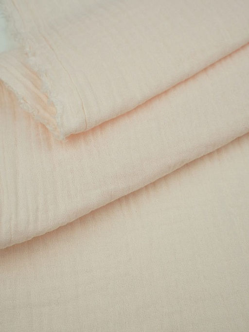 Муслин двухслойный с эффектом жатости цв.Ванильно-персиковый, ш.1.4м, хлопок-100%, 110гр/м.кв - Купава фото 2