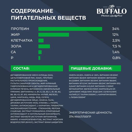 Баффало для стерилизованных кошек с курицей 1.8кг - Mr.Buffalo фото 7