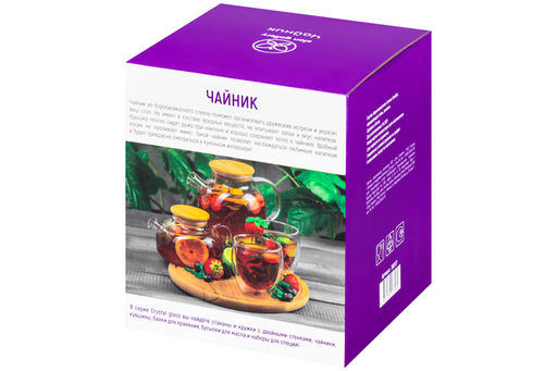 Чайник 1,6 л 20*13*19 см "Crystal glass" с ситом+бамб.крышк.с метал. дном/с силик.уплот, золото