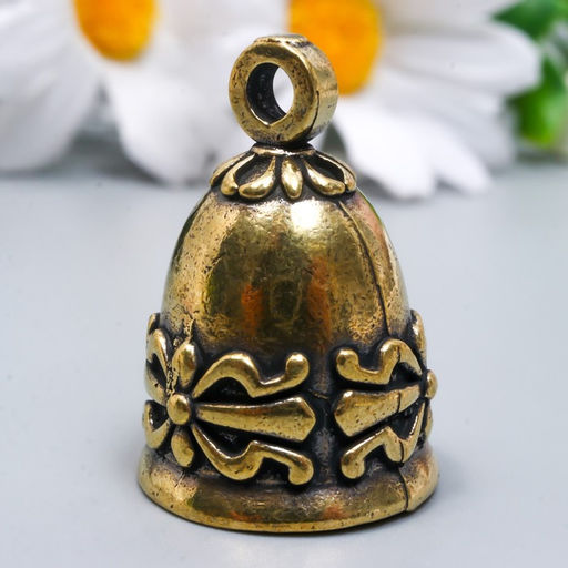 Цена за 2 шт. Колокольчик-подвеска «Старинный узор», латунь, 2.8×2×2 см