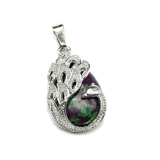 Подвеска с цоизитом искусственным Птица 20*30мм