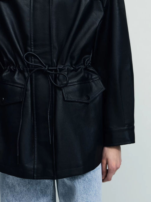 Парка на кулиске из искусственной кожи / Zarina  фото 8