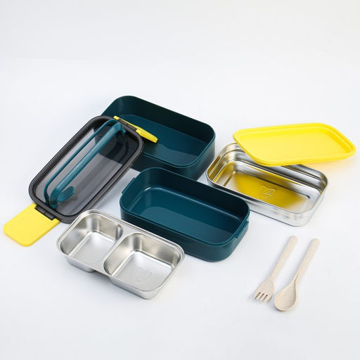 Ланч-бокс, 1 л, двухуровневый, 11.5 х 21 см, бирюзовый - Take it easy фото 5