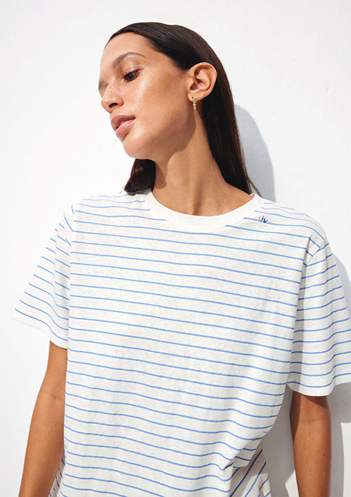 Keten Kar?s?ml? Mavi Tisort  фото 2