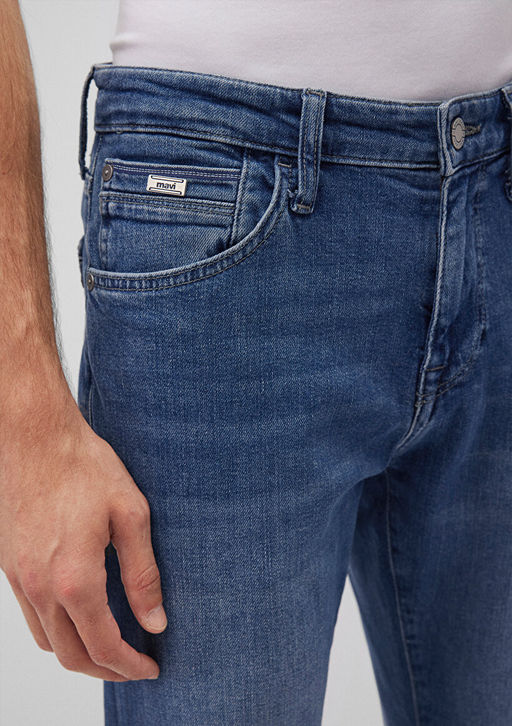 Martin Premium Blue Golgeli Koyu Mavi Jean Pantolon  фото 7