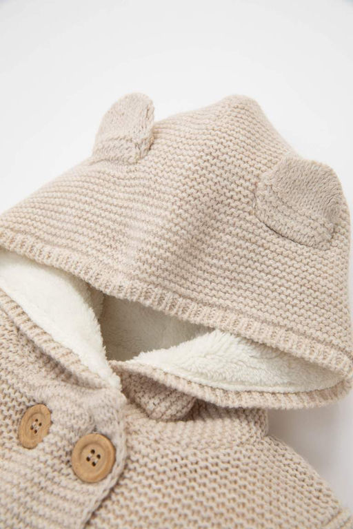 Кардиган на пуговицах и капюшоне для маленьких девочек - Defacto фото 2