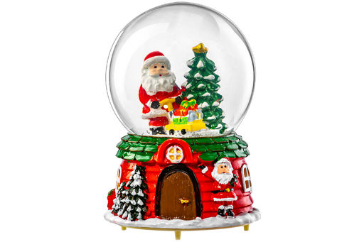 Новогодний шар со снегом 8*8*12,5 см Дед Мороз с подарками музыкальный, с подсветкой - Elan gallery фото 6