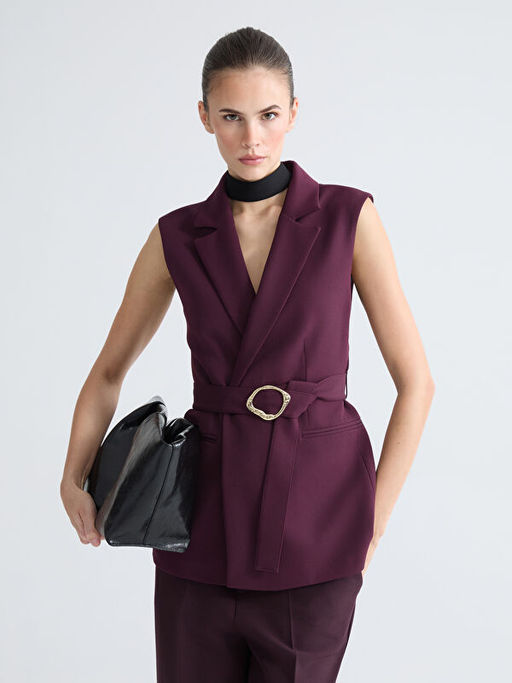 Ceket Yaka Kad?n Klasik Yelek