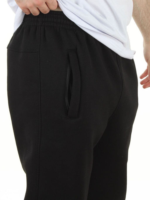 48579 BLACK Брюки спортивные утепленные мужские (50% хлопок, 50% полиэстер)