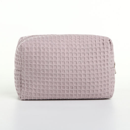 Косметичка женская на молнии TEXTURA, объёмная, средняя, мягкая, вафельная текстура, пыльно-розовая  фото 6