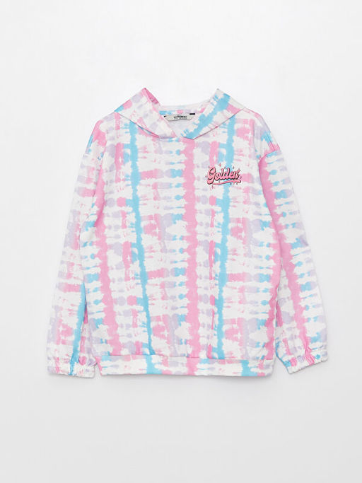 Kap??onlu Bask?l? Uzun Kollu K?z ?ocuk Sweatshirt ve E?ofman Alt? - Waikiki фото 2
