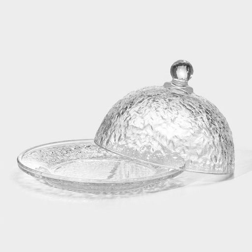 Блюдо для подачи «Вулкан», 19.3×13.5 см, крышка 16.5 см, с крышкой, стекло, прозрачное