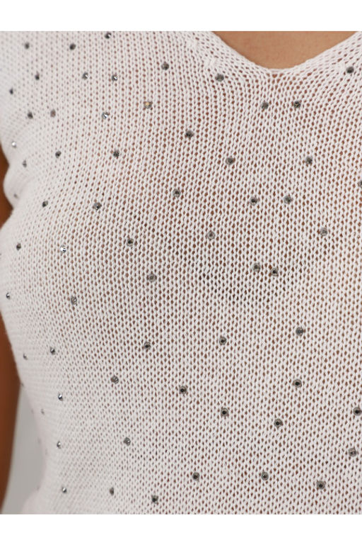 Топ женский ТВ-2 стразы молочный