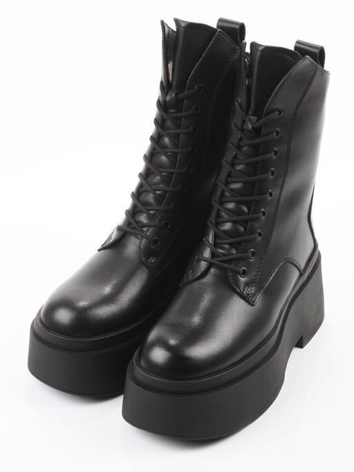 04-PAT225-1Z BLACK Ботинки зимние женские (натуральная кожа, 100% шерсть)