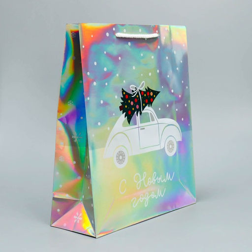 Пакет голографический Спешу к тебе, M 26 30 9 см - Дарите счастье фото 4