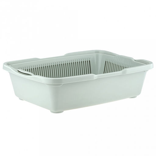 Лоток-туалет для кошек 23х42х11см, пластик, с сеткой, ментоловый (Россия)