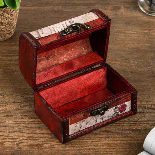 Шкатулка для украшений «Сундучок. Письма из далека», дерево, 12×9×8.5 см