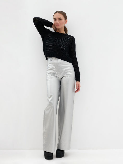 Джемпер сетка женский MIST Knitwear, размер 42 (S), чёрный