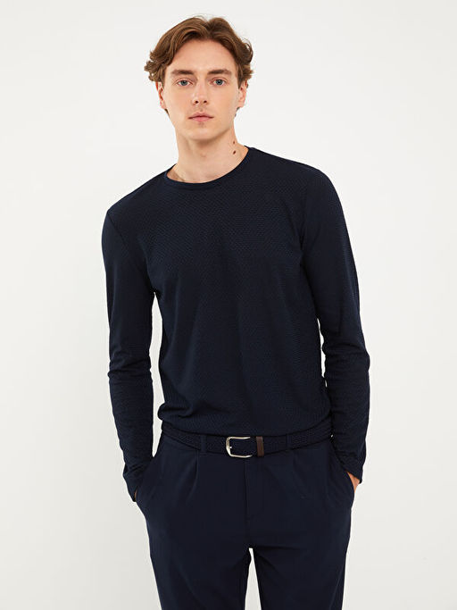 Bisiklet Yaka Uzun Kollu Erkek Sweatshirt