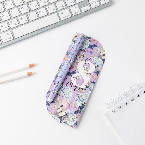 Цена за 2 шт. Ручка шариковая, синяя паста, 1.0 мм, пластиковый корпус в открытке С 8 марта