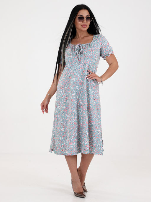 ПЛ-АНЖЕЛИКА ПЛАТЬЕ ЖЕНСКОЕ (Цветы ментол) - А-дина фото 3
