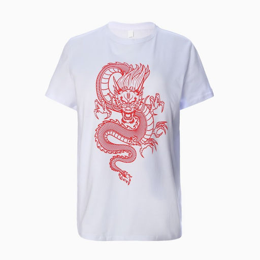 Футболка женская «Дракон», принт белый, красный, размер 48