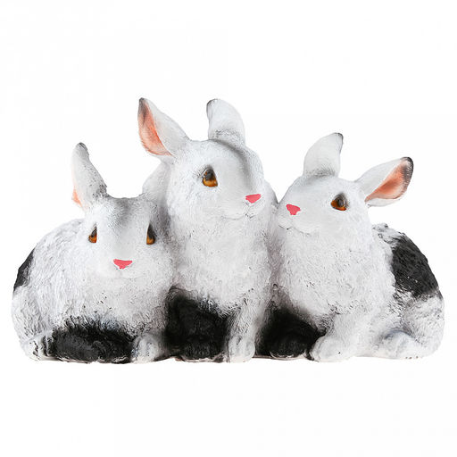 Скульптура-фигура для сада из полистоуна "Зайчата трио" h15см (Россия)