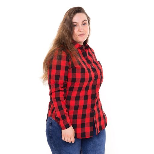 Рубашка женская, красно-чёрная клетка, размер 54