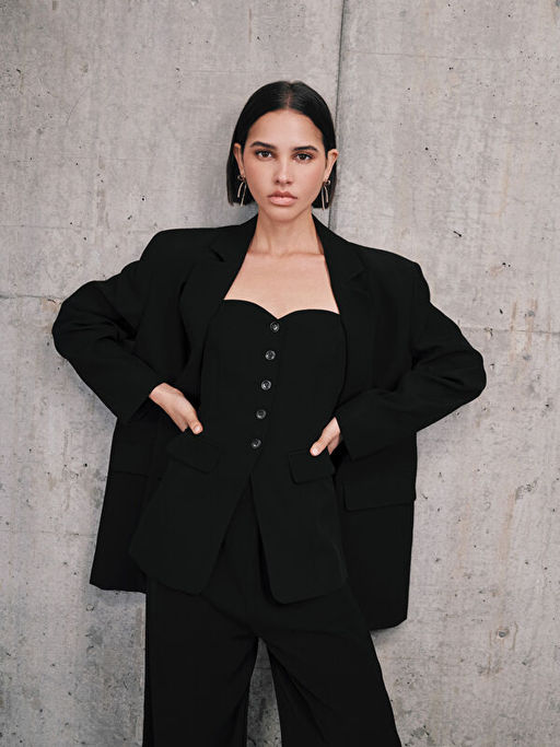 Straplez Yaka Kad?n Klasik Yelek