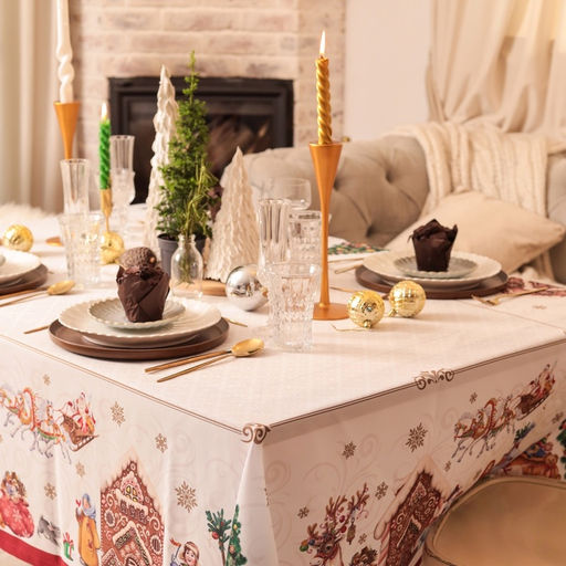 Скатерть новогодняя Доляна «Радостные моменты» 145×180 ± 3 см, 100% п/э