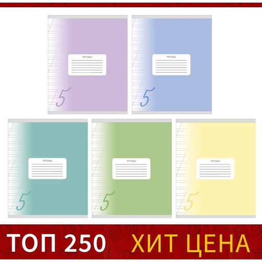 Цена за 20 шт. Тетрадь 12 листов в косую линию Calligrata «Пятёрка», обложка мелованный картон, ВД-лак, блок офсет, белизна 95%, МИКС