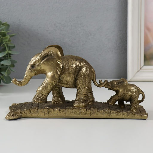 Фигурка полистоун «Слониха со слонёнком на прогулке», 21×8×10.8 см