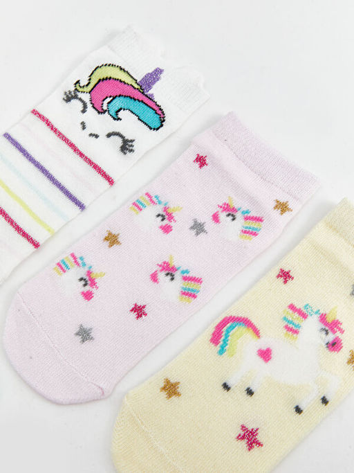 Desenli K?z ?ocuk Patik ?orap 5li