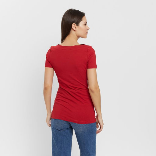 Футболка женская с вырезом лодочка MINAKU: Basic line, красная, размер 44