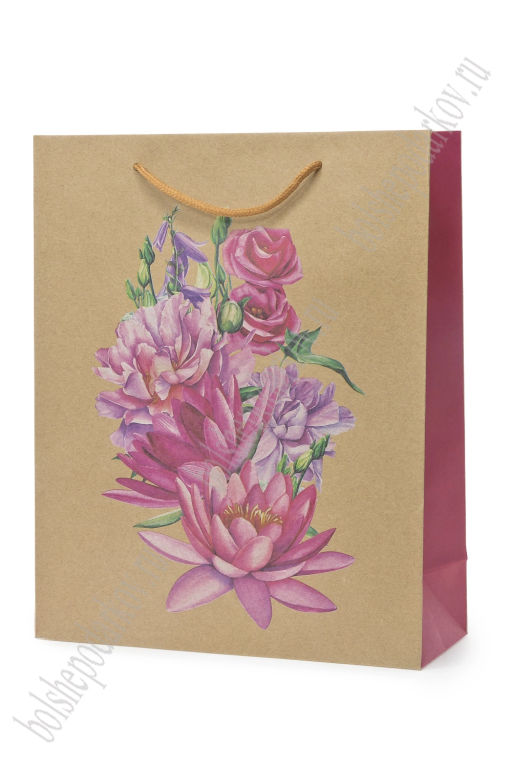 Пакет крафтовый с рисунком "Цветочки" 26*32*10 см (12 шт) SF-7171, №4