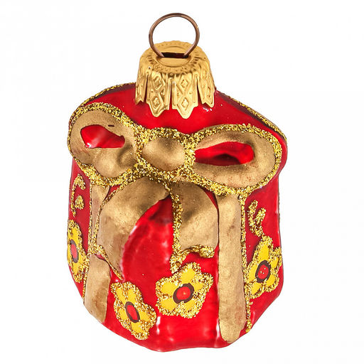 Елочная игрушка фигурка стеклянная Подарок Народные Узоры h6см, ручная художественная роспись, подарочная упаковка (Россия) - Домашняя мода фото 2