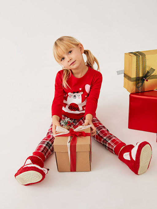 Bisiklet Yaka Uzun Kollu Bask?l? K?z Bebek Pijama Tak?m? - Waikiki фото 2