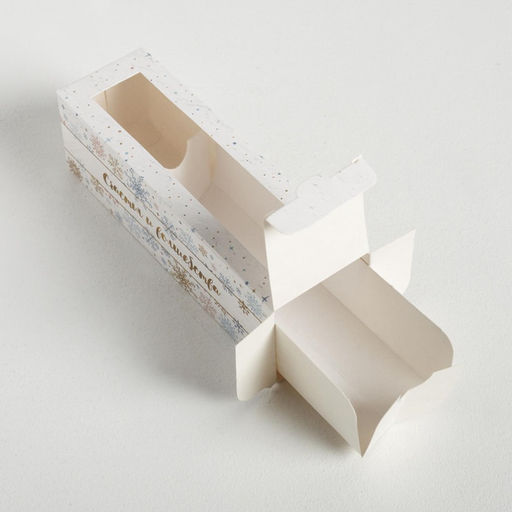 Цена за 5 шт. Коробочка для макарун новогодняя «Снежинки», 18×5.5×5.5 см