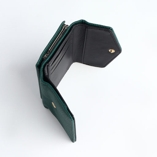 Кошелёк женский на кнопке 10.5×3.5×8.5 см, тёмно-зелёный