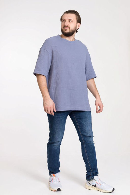 Футболка М123008в Серо-голубой - Елена фото 2