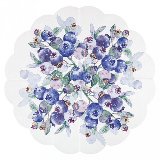 Салфетки бумажные Art Bouquet Rondo д32см, 3-х слойные, 12 штук в упаковке, 100% целлюлоза, Черника (Россия)  фото 4