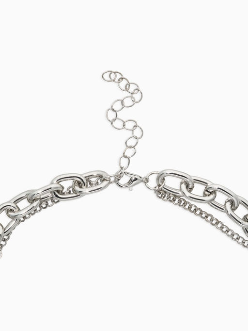 Цепь многослойная «Железное сердце», 2 яруса, L=32 и 40 см, цвет серебро