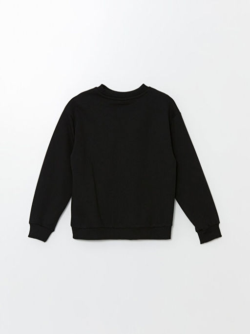 Bisiklet Yaka Bask?l? Uzun Kollu Erkek ?ocuk Sweatshirt