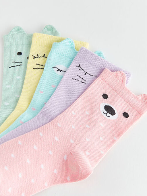 Desenli K?z ?ocuk Soket ?orap 5li - Waikiki фото 3