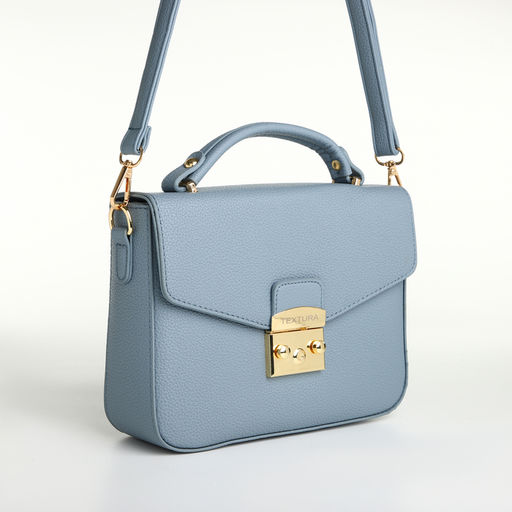 Сумка женская мессенджер TEXTURA на клапане, 23×6×17 см, голубая