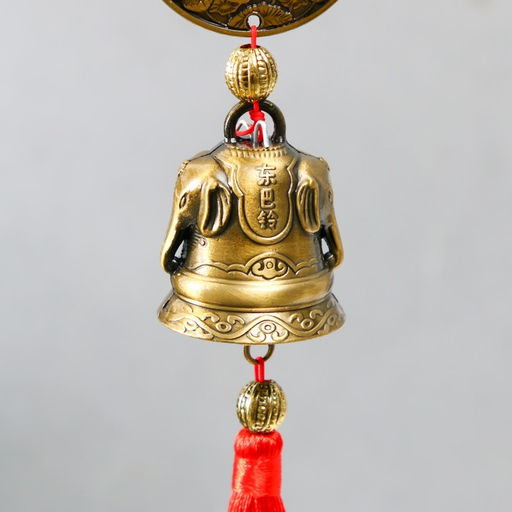 Колокольчик металл Слоны на монете, слоны на колоколе красный узел счастья 5х4х48 см - Simaland фото 2